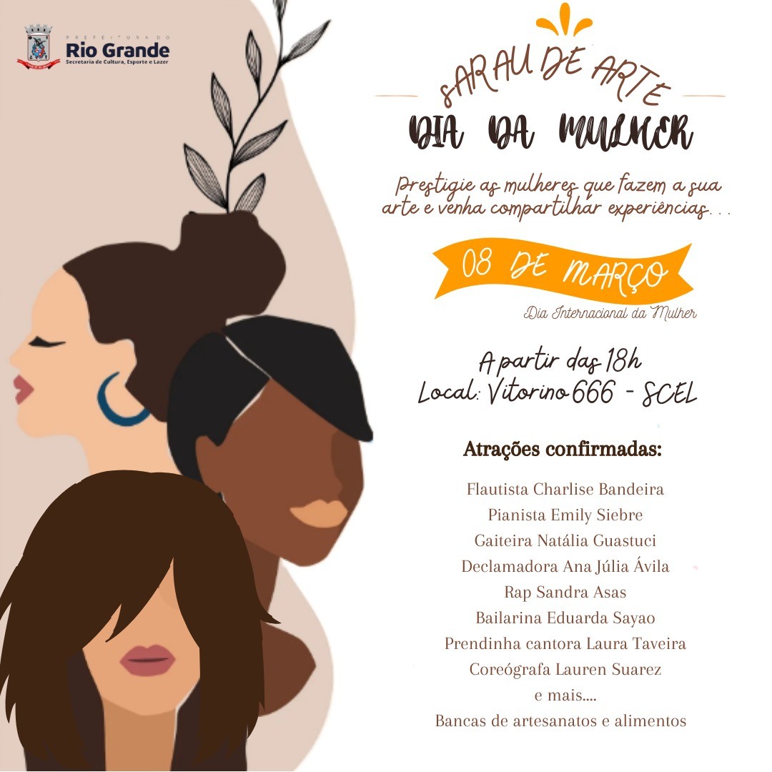 Dia Internacional da Mulher terá evento na sede da Secretaria de Cultura de Rio Grande