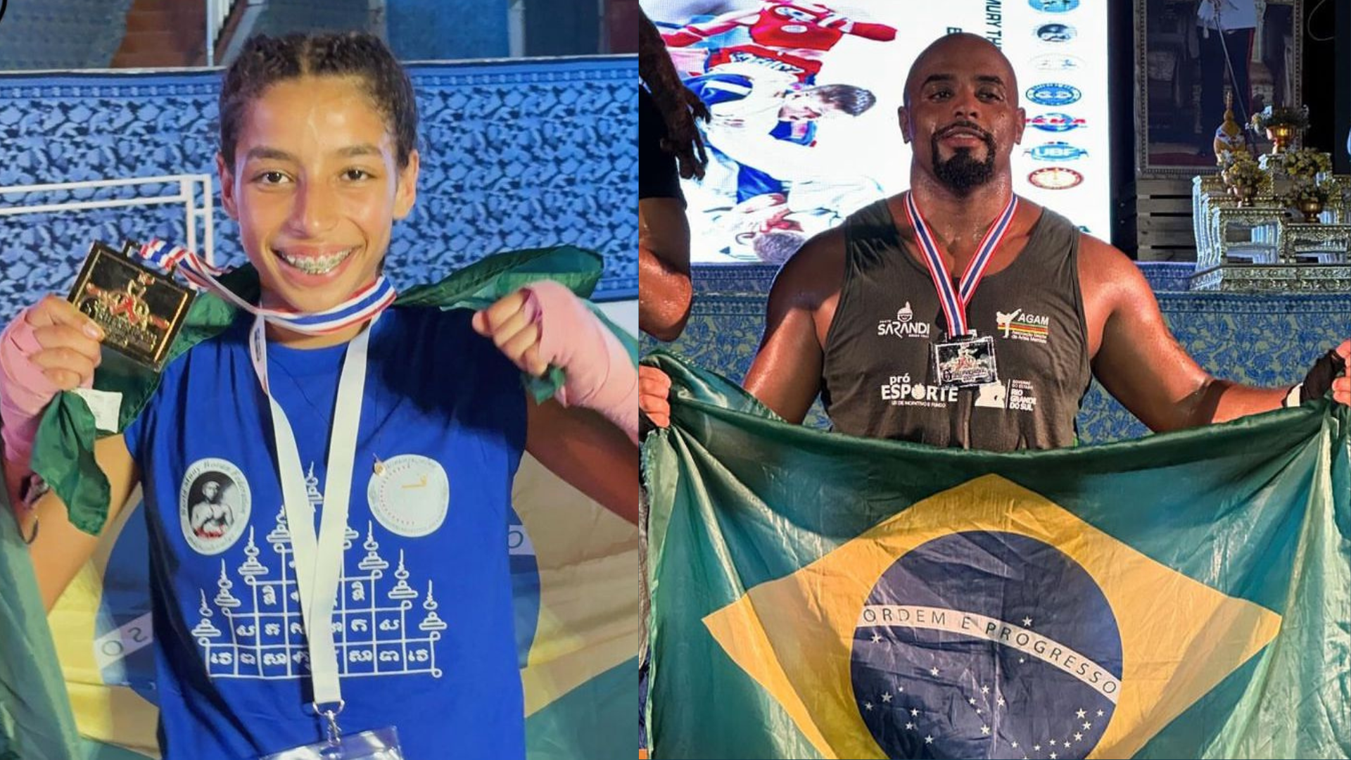 Pai e filha rio-grandinos são destaques no mundial de Muay Thai na Tailândia 