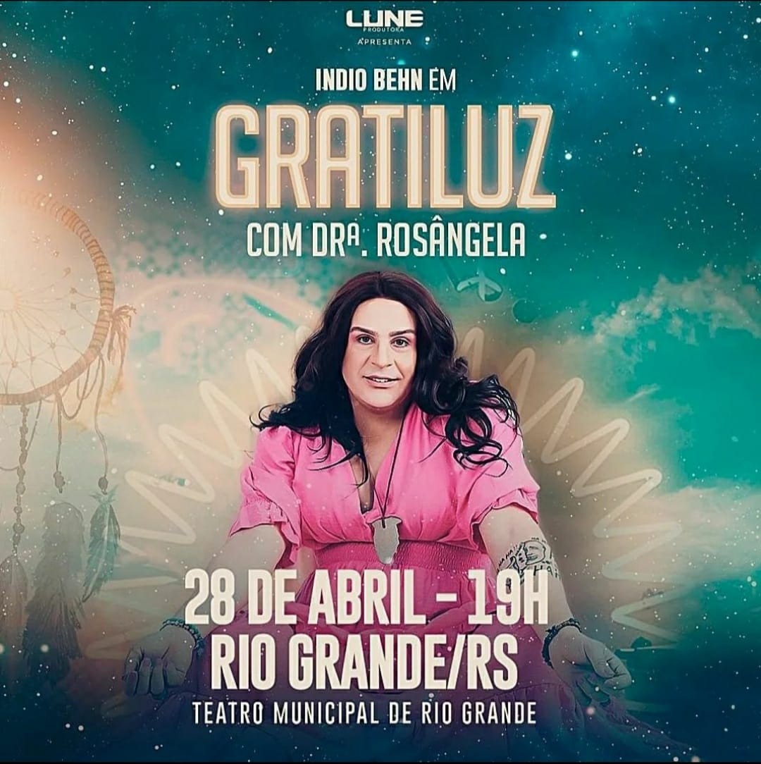 Índio Benh fará show "Gratiluz" no Teatro Municipal dia 28 de abril 