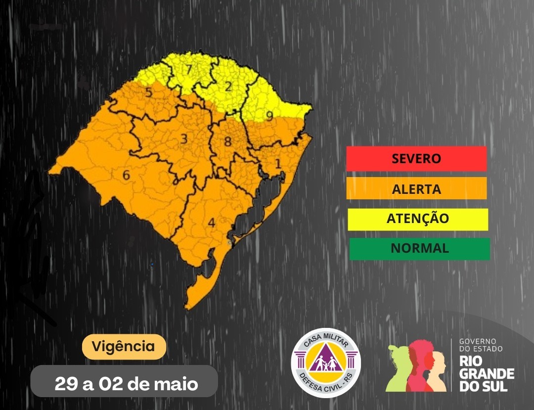 Sala de Situação da Defesa Civil Estadual monitora temporais no RS nesta segunda-feira (29)