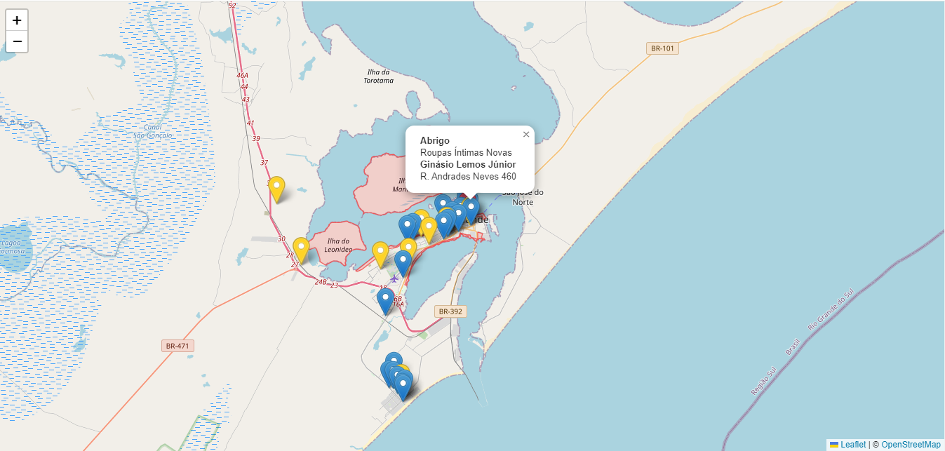 Mapa desenvolvido por estudante da Furg auxilia na arrecadação de donativos em Rio Grande