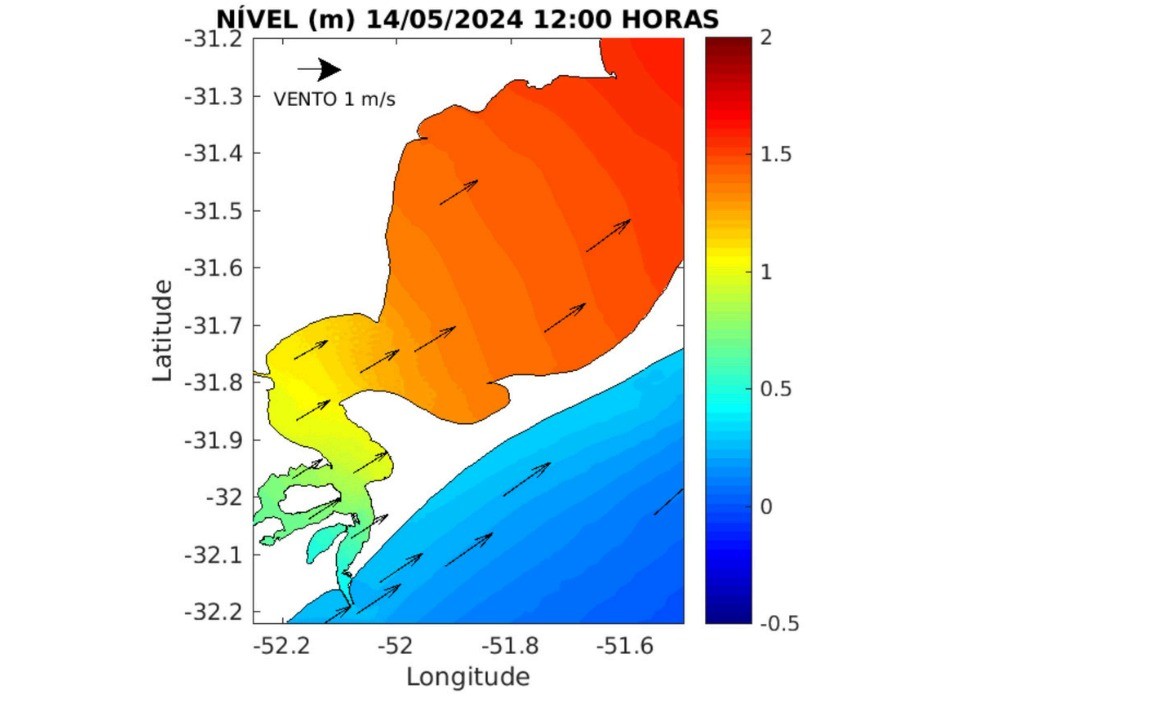 Novo boletim da Furg projeta nova elevação da Lagoa dos Patos para esta terça-feira (14) com ventos de sudoeste