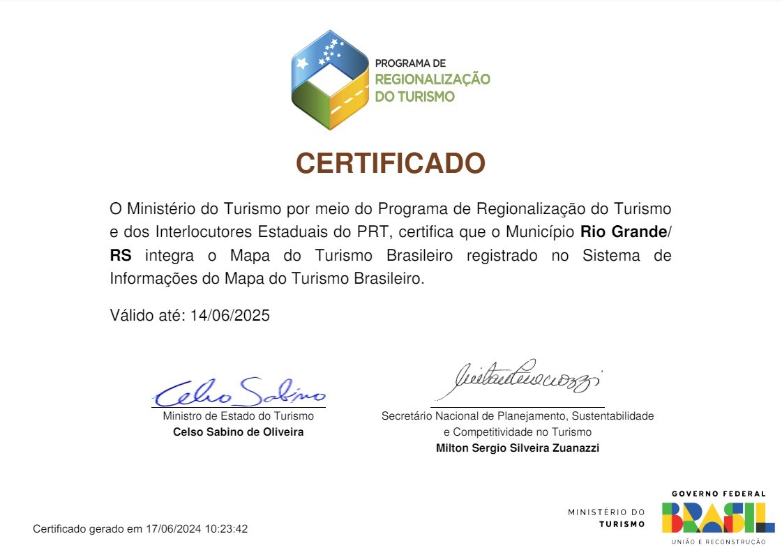 Rio Grande é uma das duas cidades da região Sul do RS no Mapa Brasileiro do Turismo