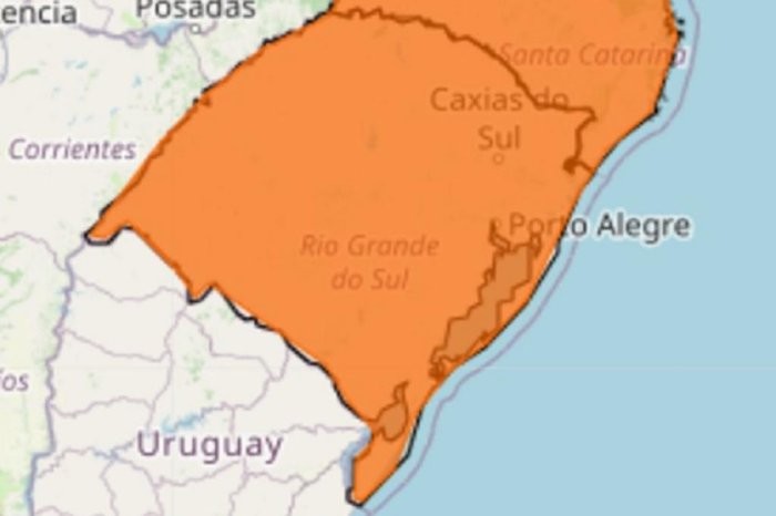 Inmet emite alerta para tempestade em todo o Rio Grande do Sul neste domingo (3)