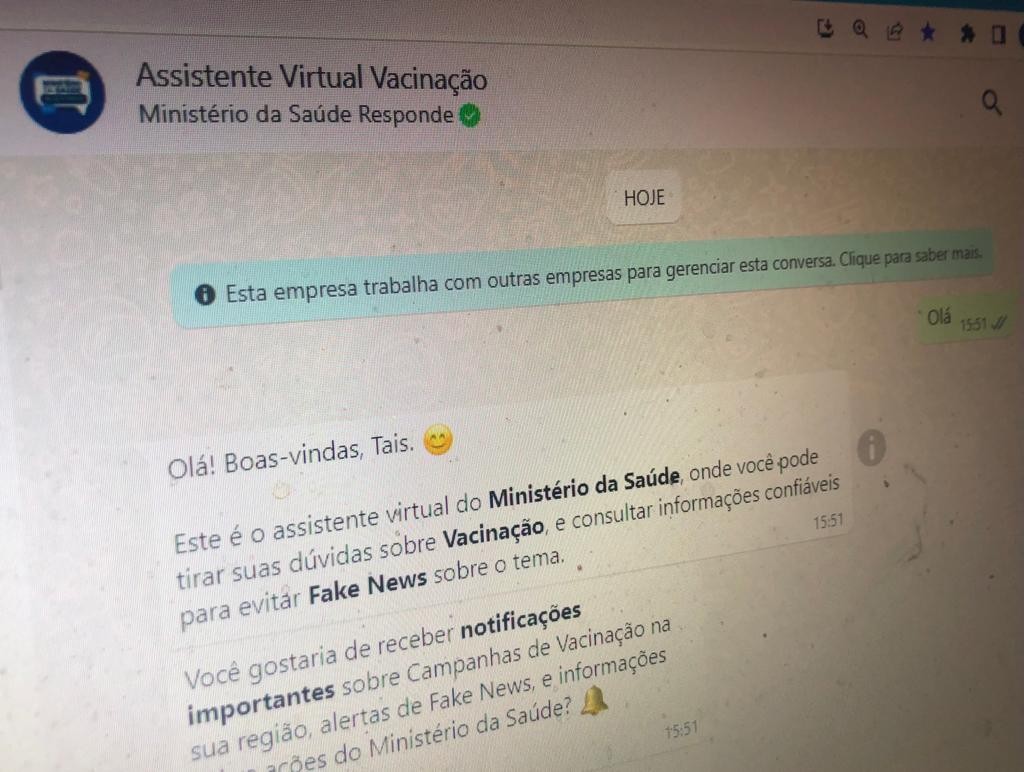 Assistente virtual de vacinação é lançada pelo Ministério da Saúde