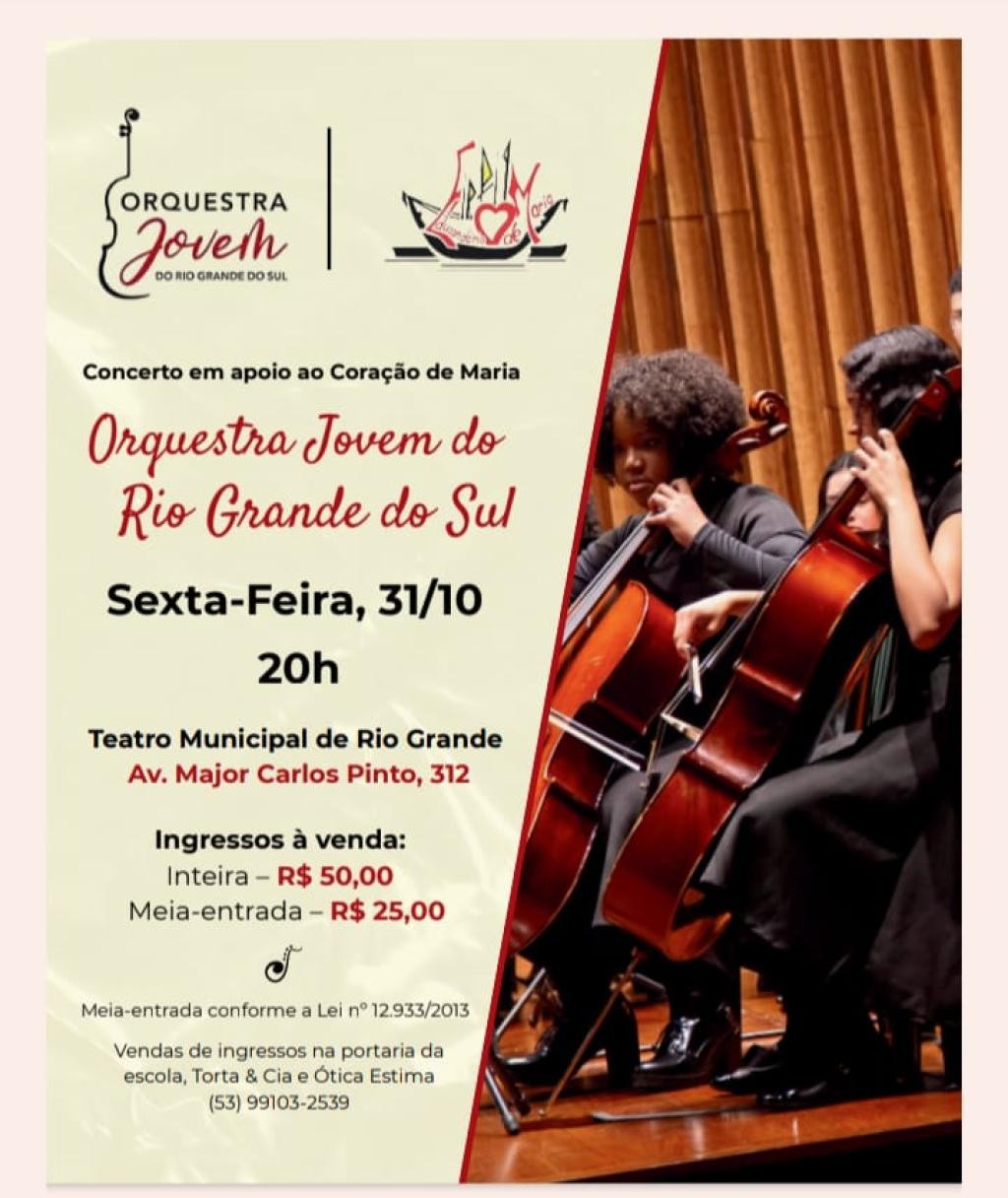 Orquestra Jovem do Rio Grande do Sul realiza concerto beneficente em apoio ao Educandário Coração de Maria