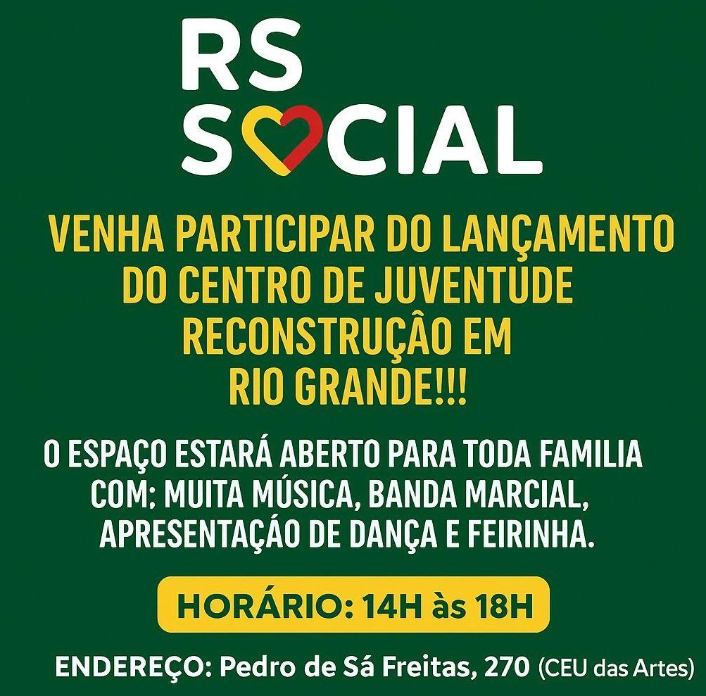 Inauguração do Centro de Referência da Juventude é neste sábado (8), em Rio Grande