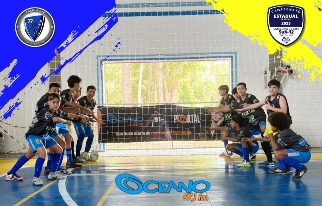 B10 larga na frente contra o Rezenha Futsal pela partida de ida da final da Liga Sul-Riograndense de Futsal, categoria sub-12