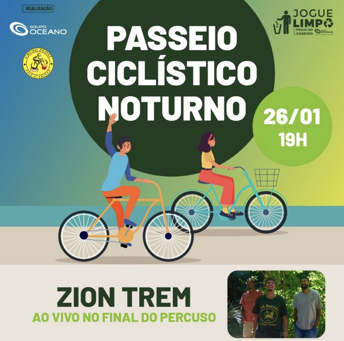 Passeio ciclístico noturno convida público a pedalar com vista para o mar no Cassino