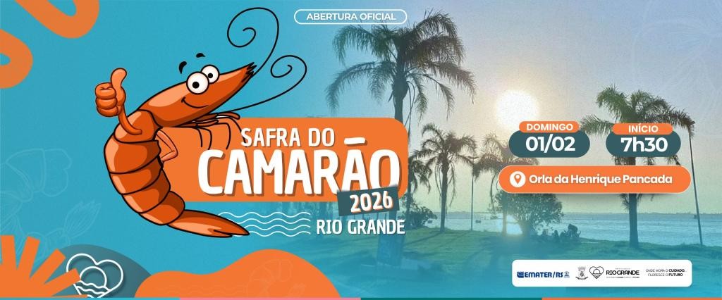 Abertura oficial da safra do camarão 2026 será realizada neste domingo em Rio Grande