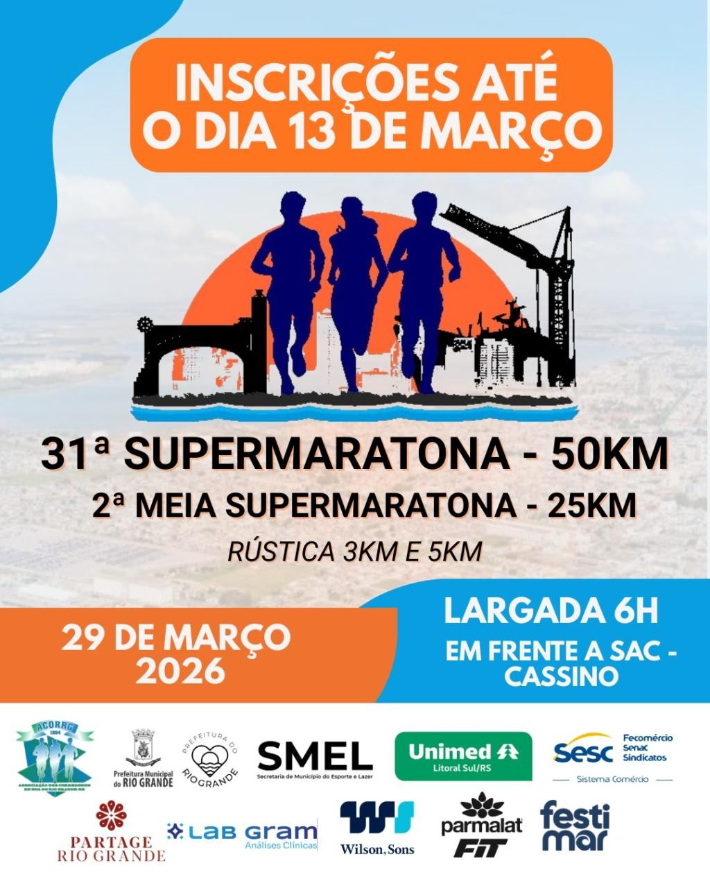 Inscrições abertas para Supermaratona, Meia Supermaratona e rústicas no Cassino
