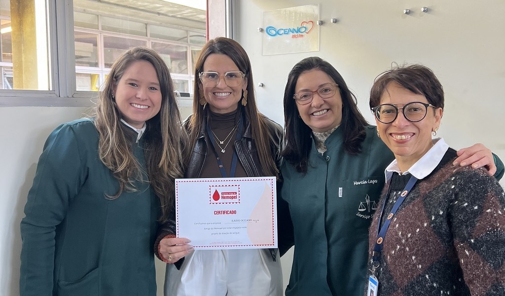 Oceano Pelotas reforça parceria com Hemopel e recebe título de Empresa Amiga
