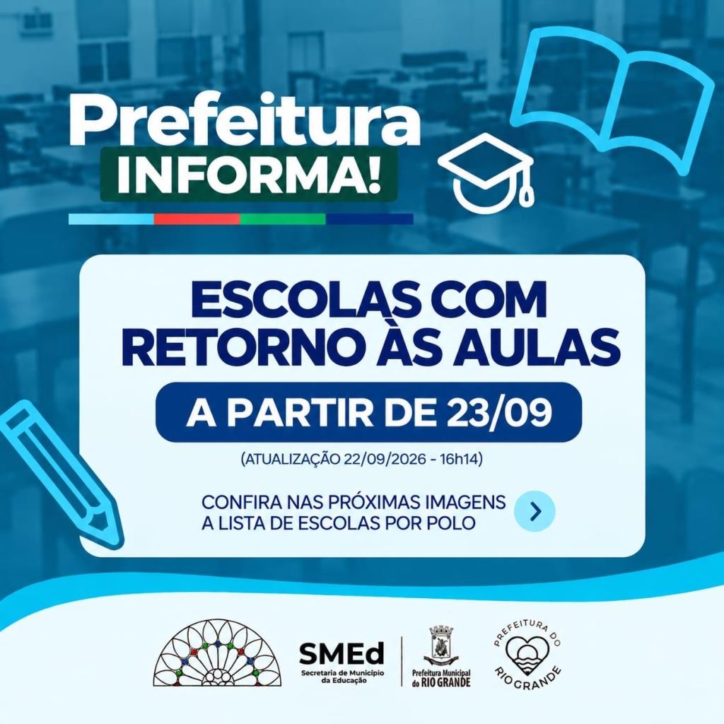 45 escolas municipais de Rio Grande retomam as atividades nesta quarta-feira (23)