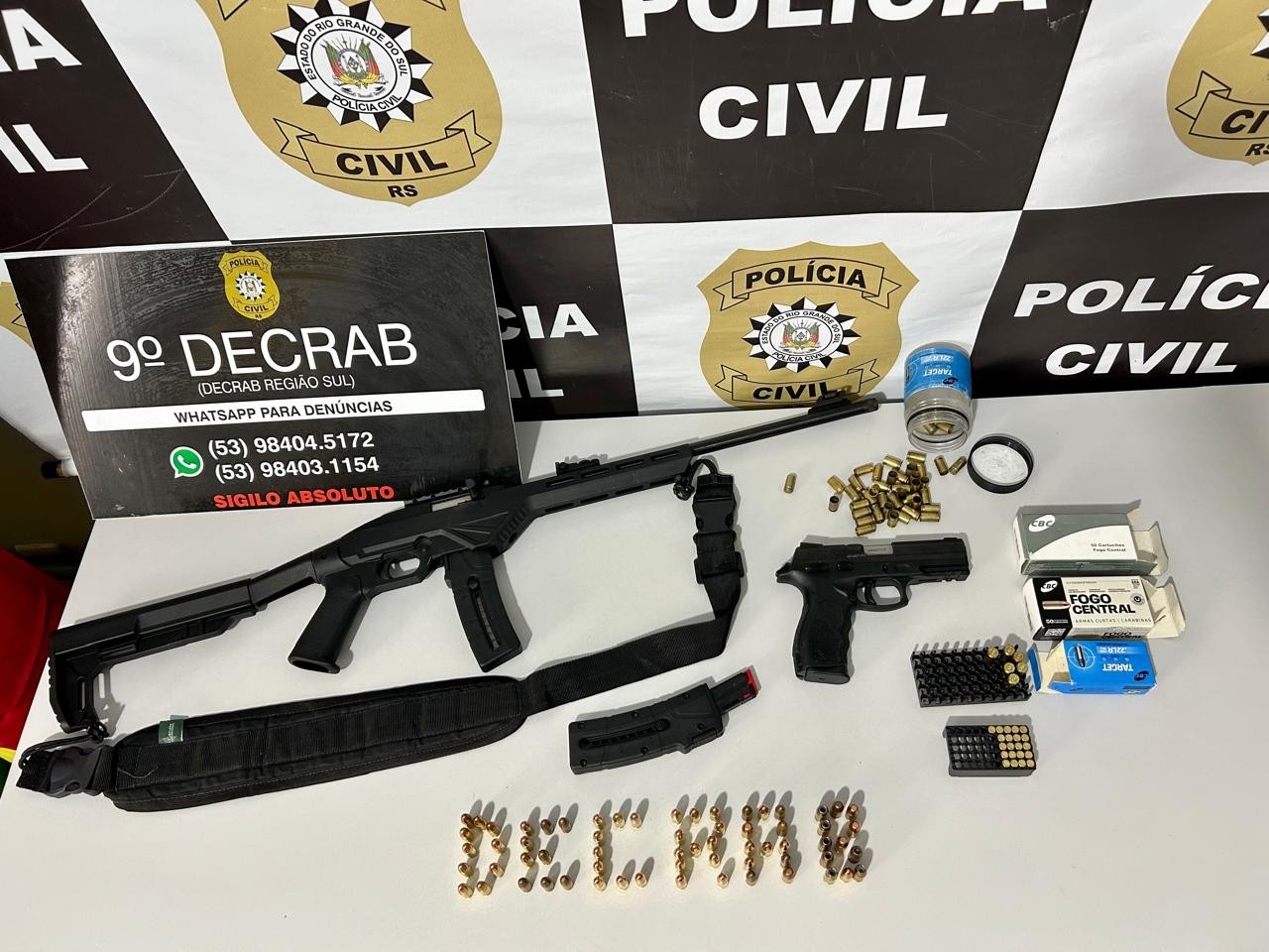 DECRAB apreende armas em ação de repressão aos crimes rurais, em Rio Grande