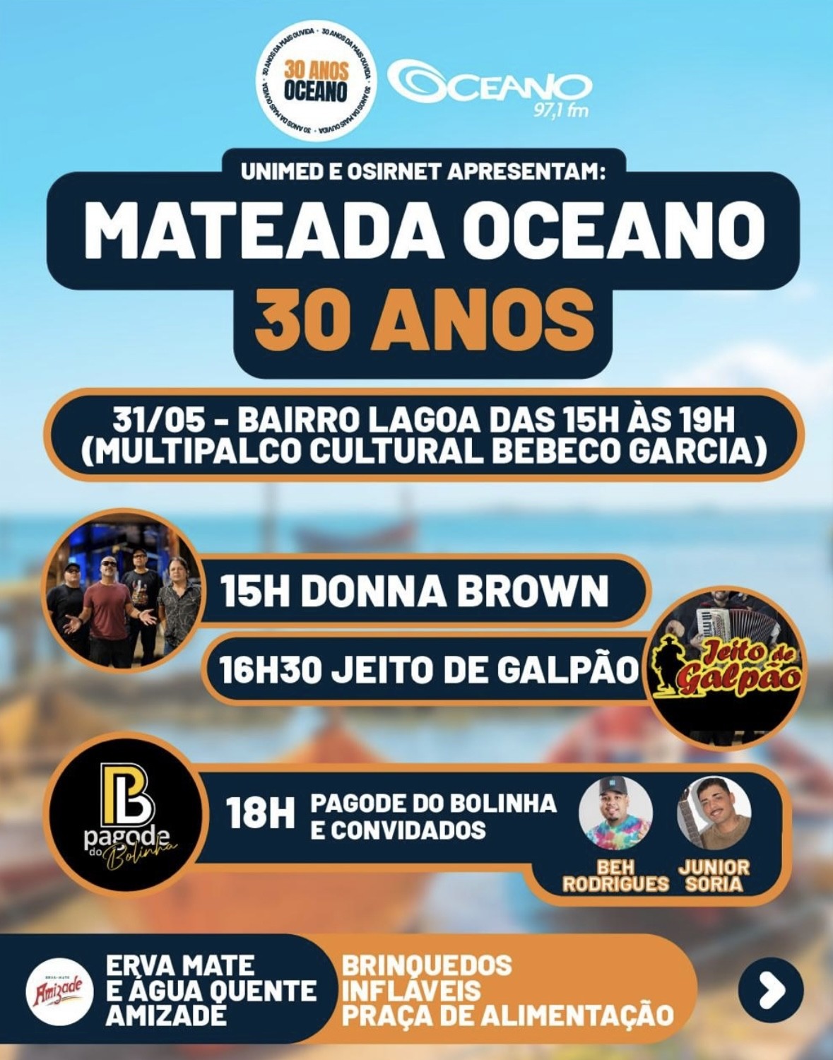 Mateada Oceano movimenta Bairro Lagoa neste domingo  em celebração aos 30 anos da emissora