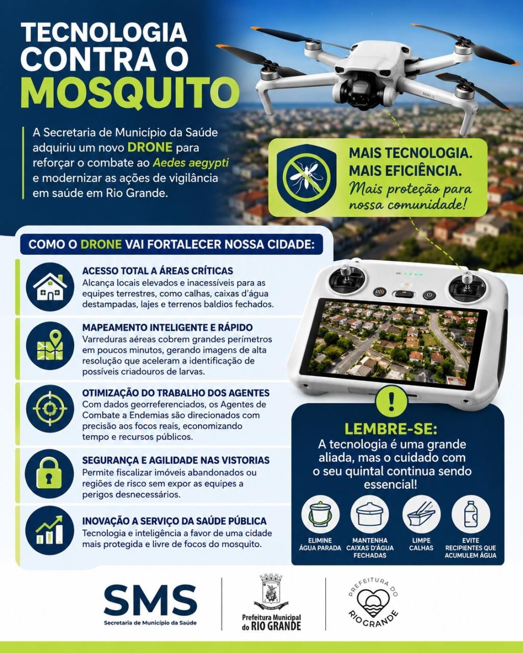 Prefeitura adquire drone para reforçar combate ao Aedes aegypti em Rio Grande