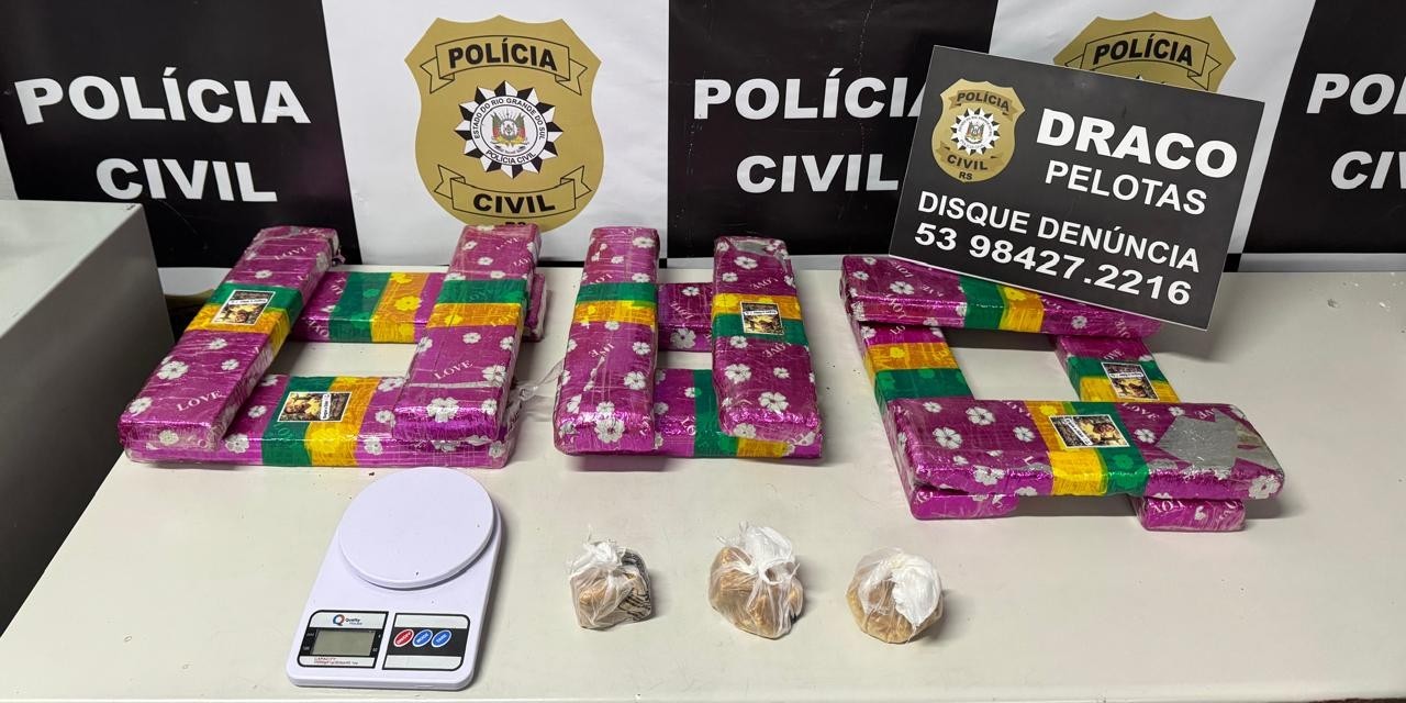 Operação da DRACO resulta em prisão e apreensão de drogas em Pelotas