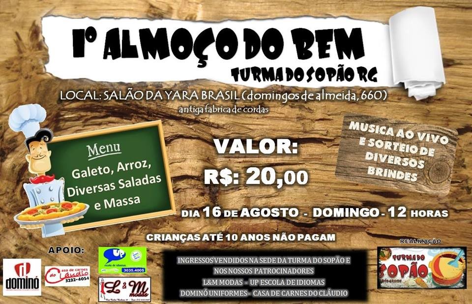 Turma do Sopão promove 1º Almoço do Bem