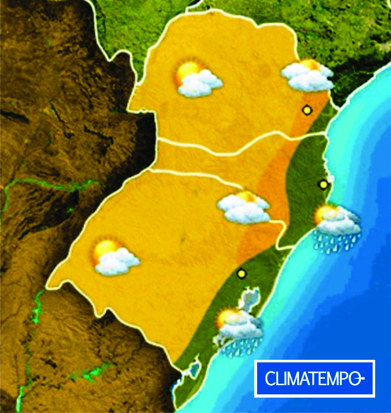 Áreas de instabilidade trazem chuva ao RS a partir de quarta