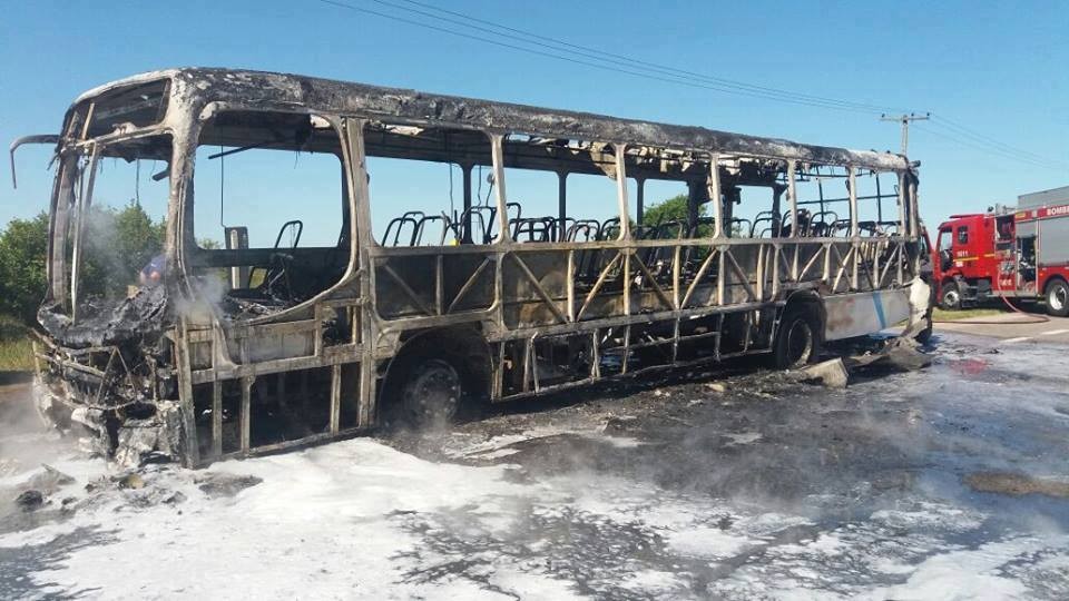 Ônibus pega fogo na BR-392; Não houve feridos