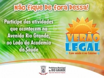 Projeto Verão Legal com Saúde é no Cassino: últimos dias