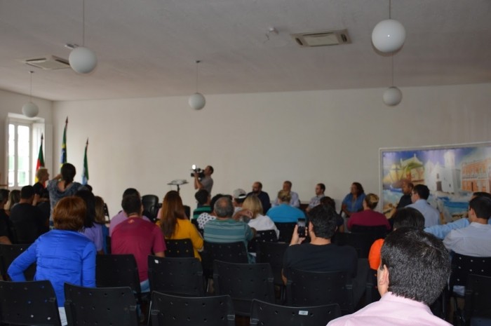 Funcionários da Santa Casa foram recebidos no Salão Nobre da Prefeitura
