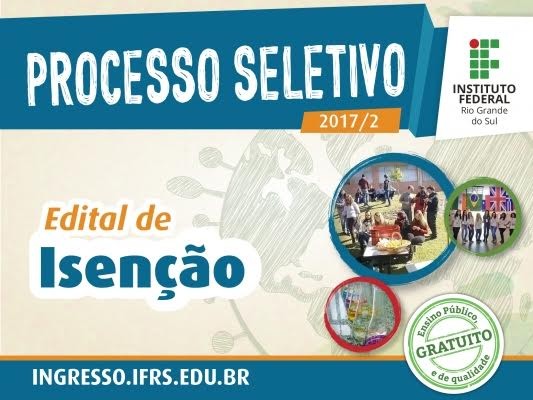 Publicado edital de isenção da taxa de inscrição do processo seletivo IF 2017/2