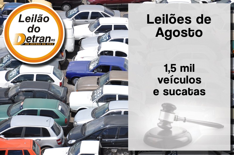 Leilões do Detran RS ofertam mais de 1,5 mil veículos e sucatas em agosto