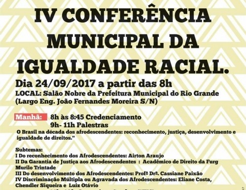 IV Conferência Municipal da Igualdade Racial será realizada no próximo domingo