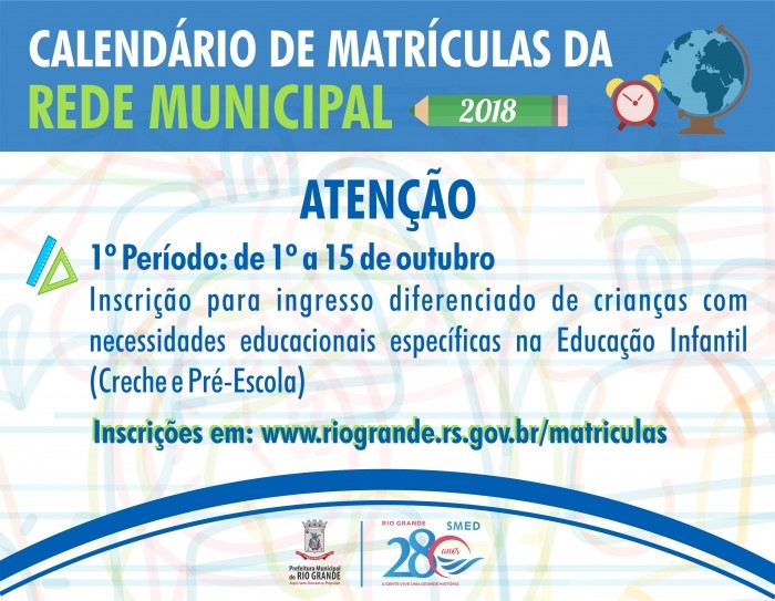 Matriculas para a Rede Municipal de Ensino iniciam na próxima semana