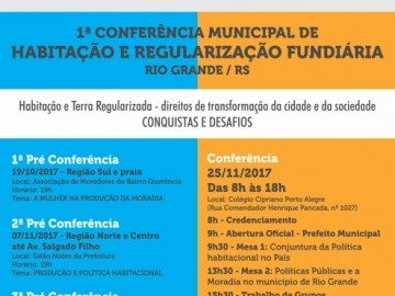 1ª Conferência Municipal de Habitação e Regularização Fundiária ocorrerá no dia 25 de novembro