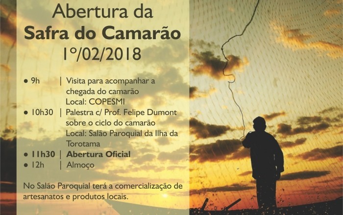 Abertura oficial da Safra de Camarão 2018 acontece dia 01