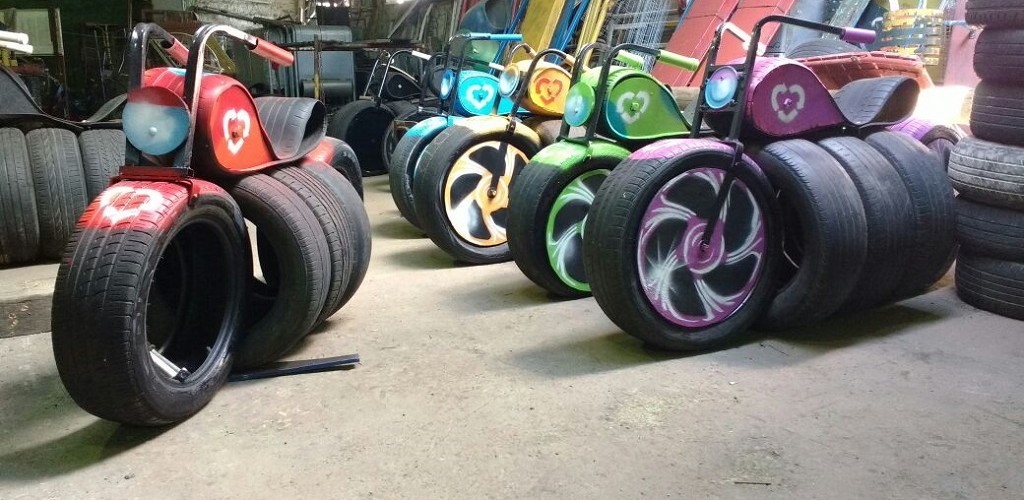 SMCSU cria brinquedos, a partir  da reutilização de pneus