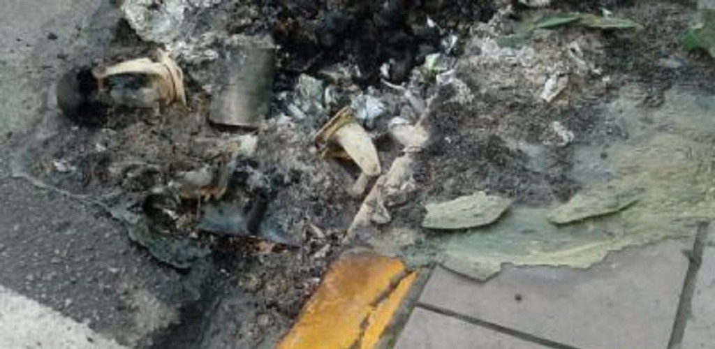 Contêiner é queimado em ação de vandalismo