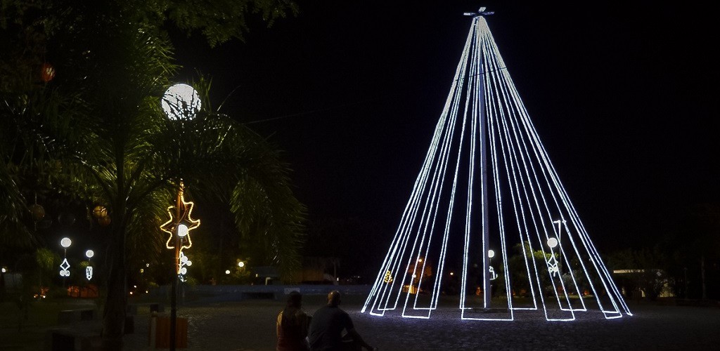 Árvore de Natal gigante ilumina a praça central de SLS