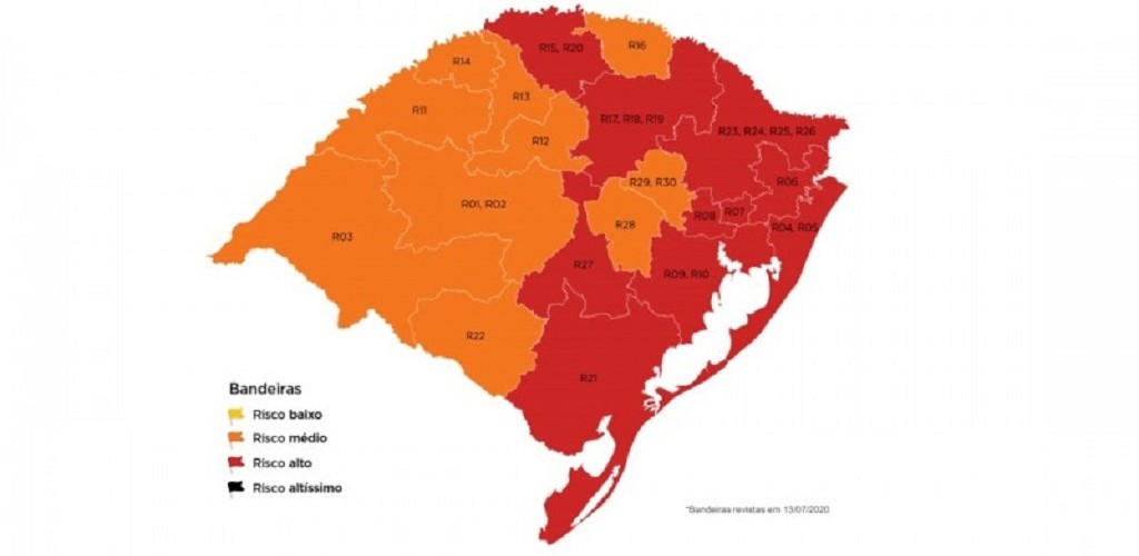 Mapa definitivo da décima rodada do Distanciamento Controlado tem 10 regiões em vermelho