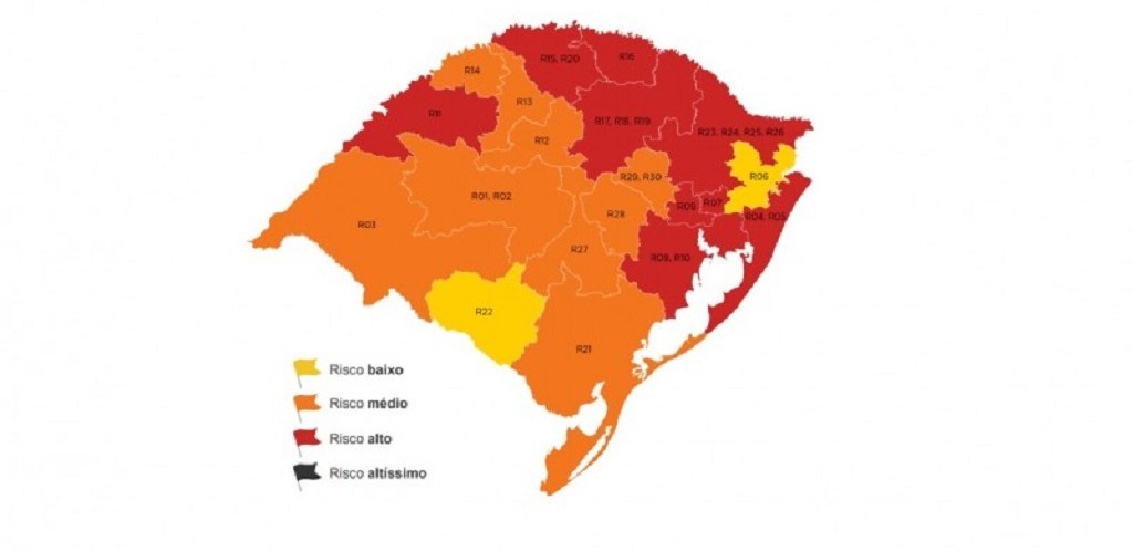 Estado tem nove regiões na bandeira vermelha na 8ª rodada do Distanciamento Controlado
