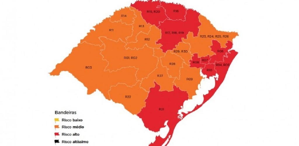 Região de Rio Grande fica com bandeira vermelha no mapa definitivo da 14ª rodada do Distanciamento Controlado 