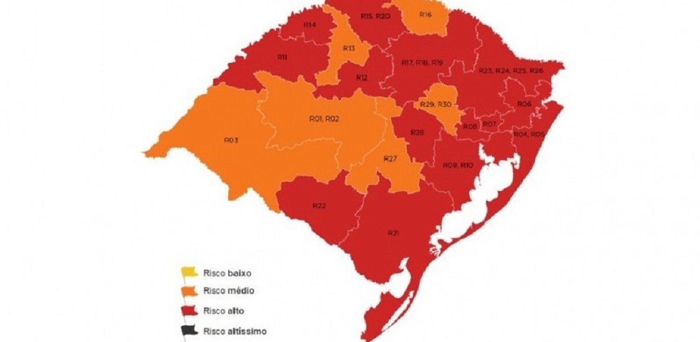 Mapa preliminar traz 14 regiões em bandeira vermelha na 12ª rodada do Distanciamento Controlado