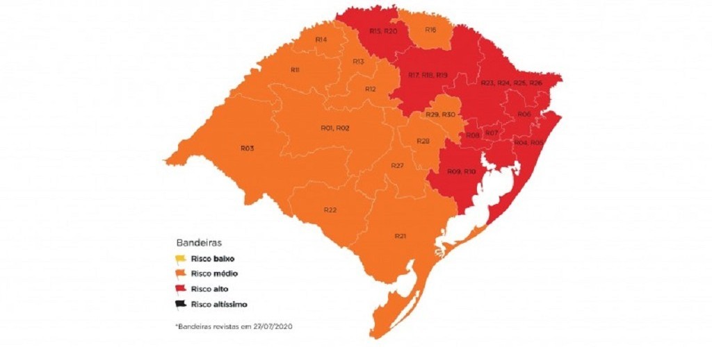 Região de Rio Grande passa para bandeira laranja no mapa definitivo da 12ª rodada do Distanciamento Controlado