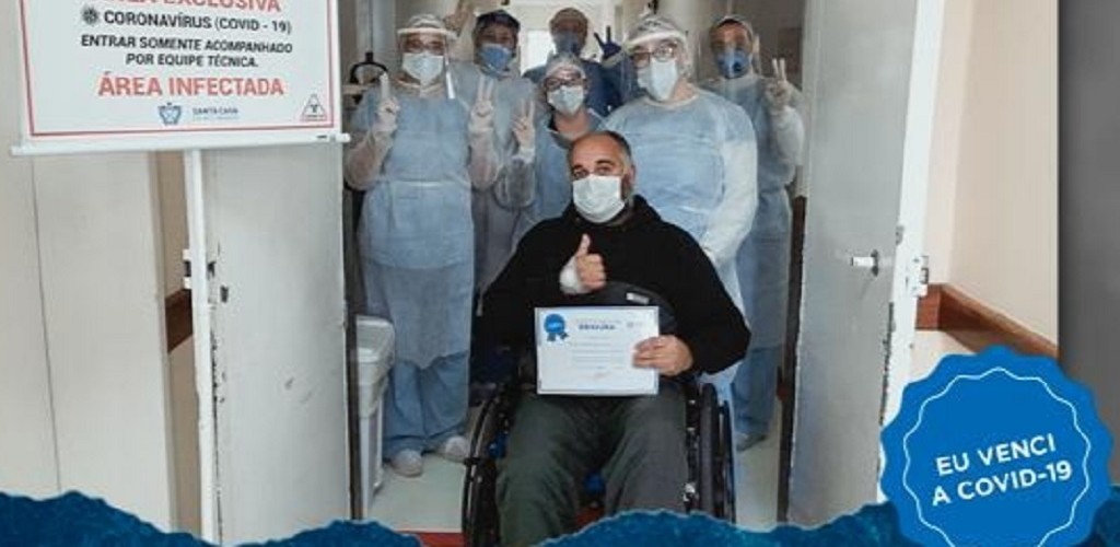 Após 10 dias internado com Covid-19, paciente recebe alta na Santa Casa