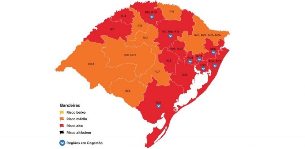 Rio Grande fica com bandeira vermelha no mapa preliminar da 16ª rodada do Distanciamento Controlado 