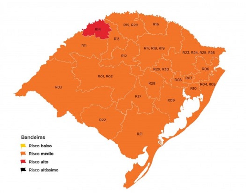 Mapa preliminar da 26ª rodada mantém região de Rio Grande com bandeira laranja