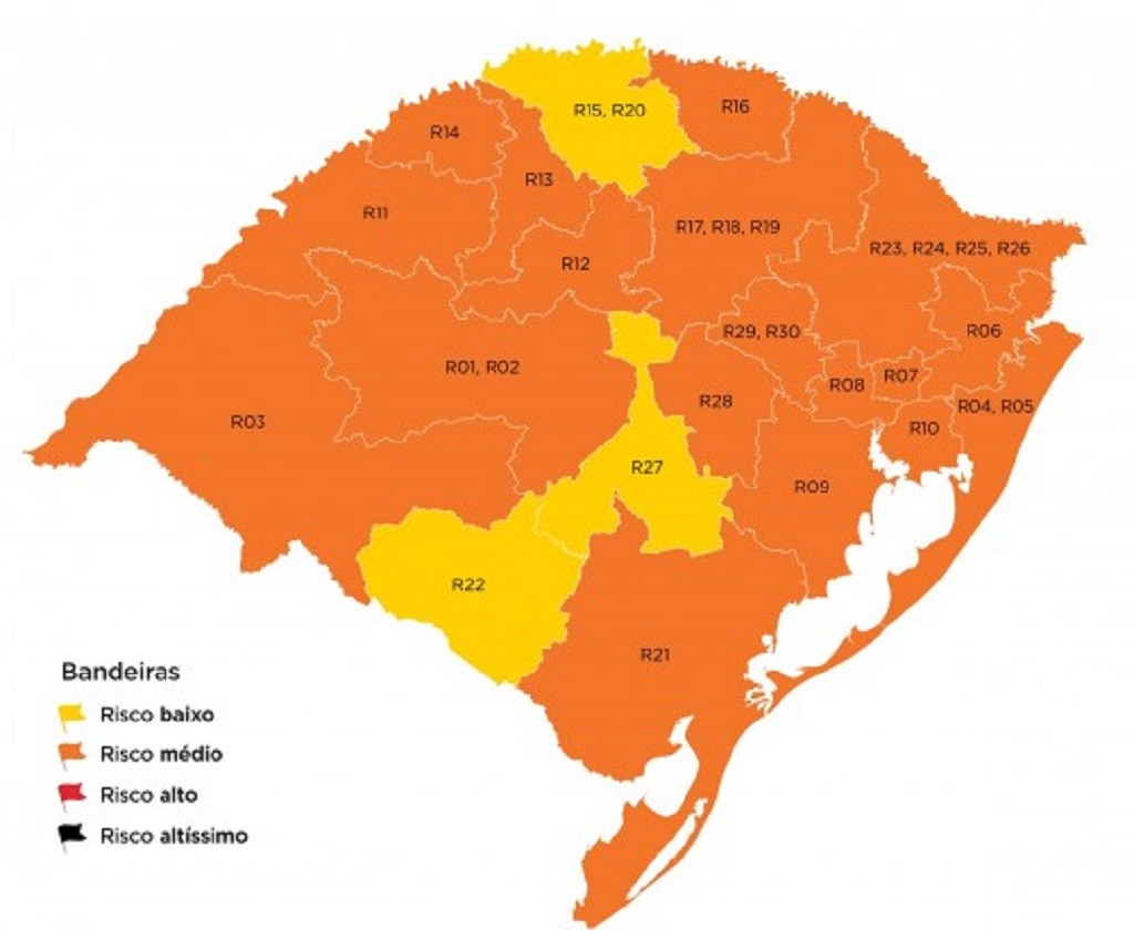 Mapa definitivo da 24ª rodada do Distanciamento Controlado mantém região de Rio Grande com bandeira laranja