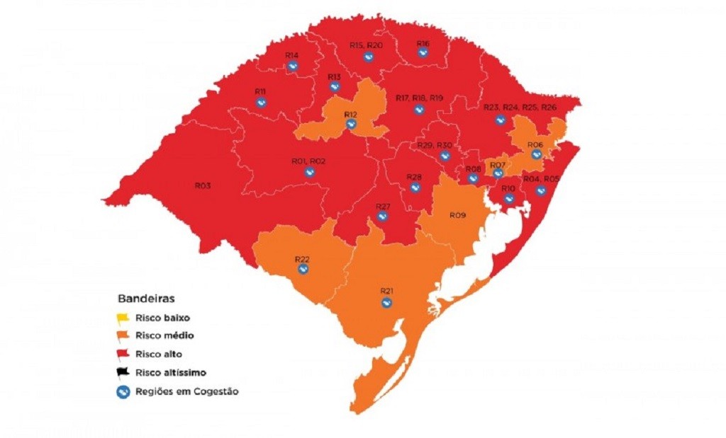Região de Rio Grande tem bandeira laranja no mapa preliminar do Estado