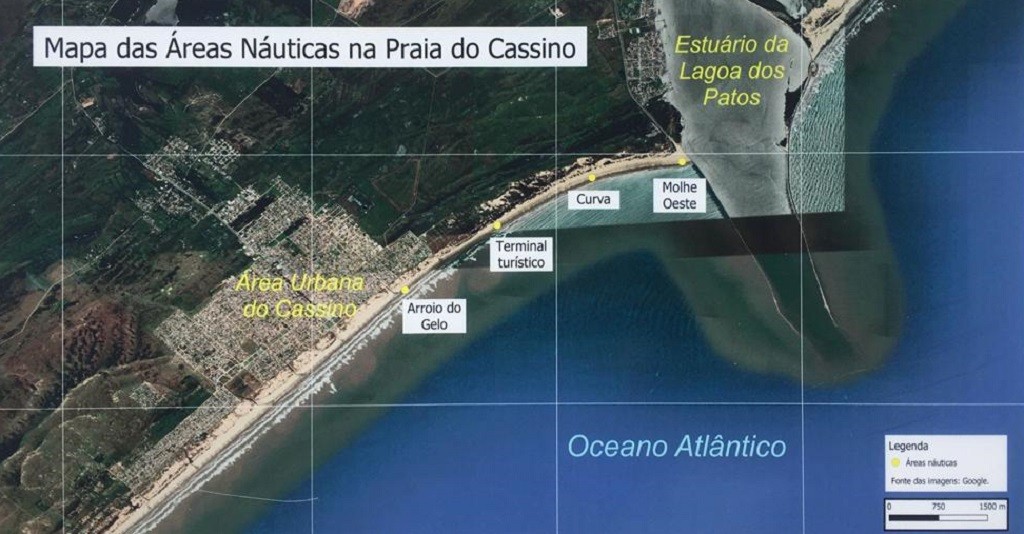 Secretaria inicia sinalização de áreas destinadas à prática de esportes náuticos na Praia do Cassino