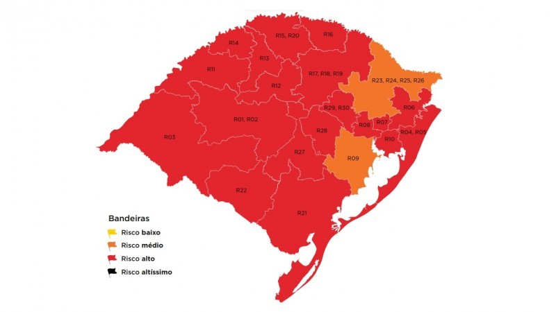 Mapa definitivo estabelece bandeira vermelha para região de Rio Grande