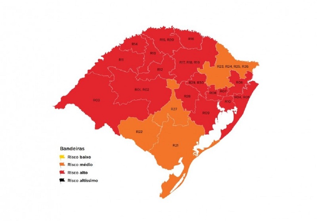 Região de Rio Grande tem bandeira laranja no mapa preliminar do RS