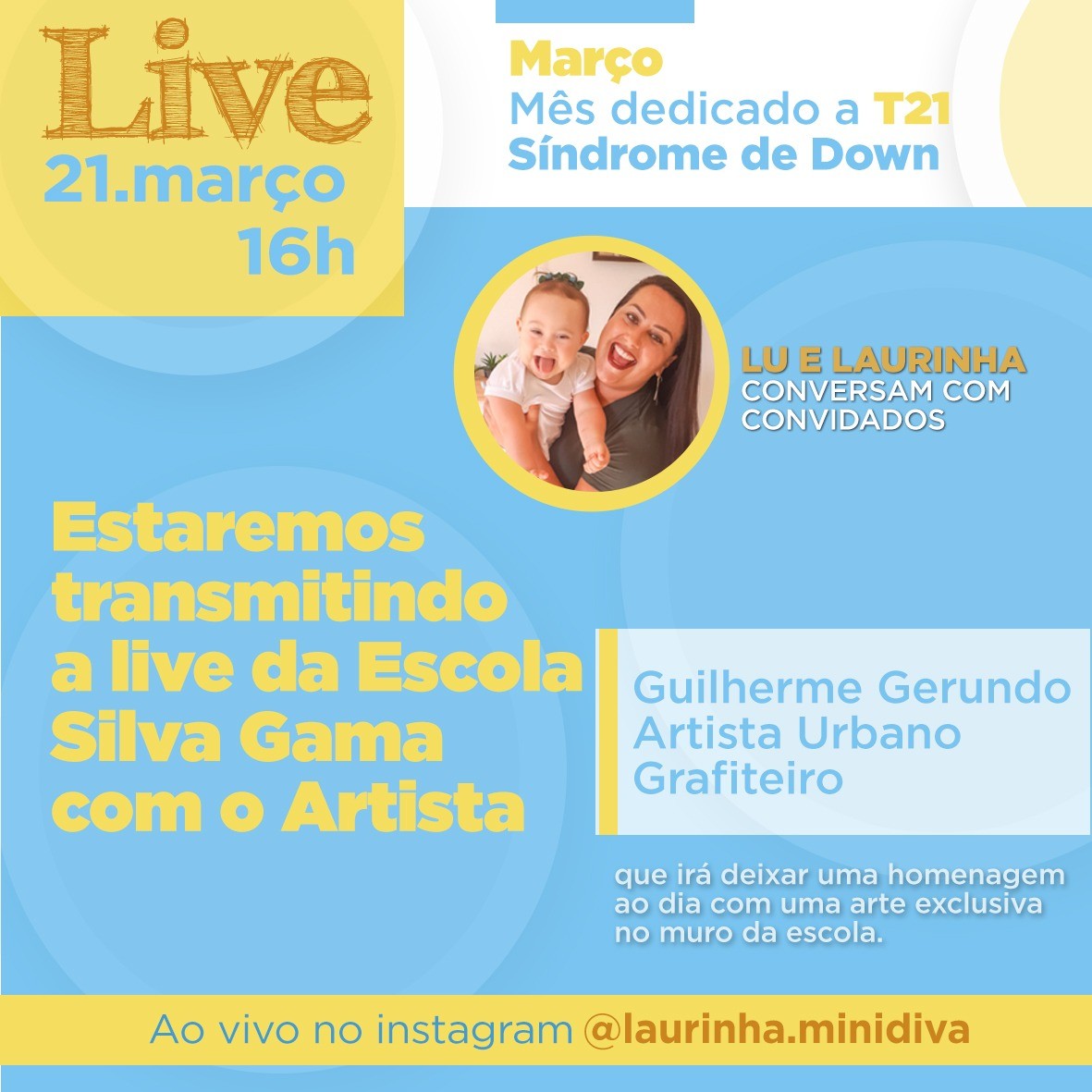 Mês da Síndrome de Down: live em homenagem à causa acontece no domingo (21) em Rio Grande