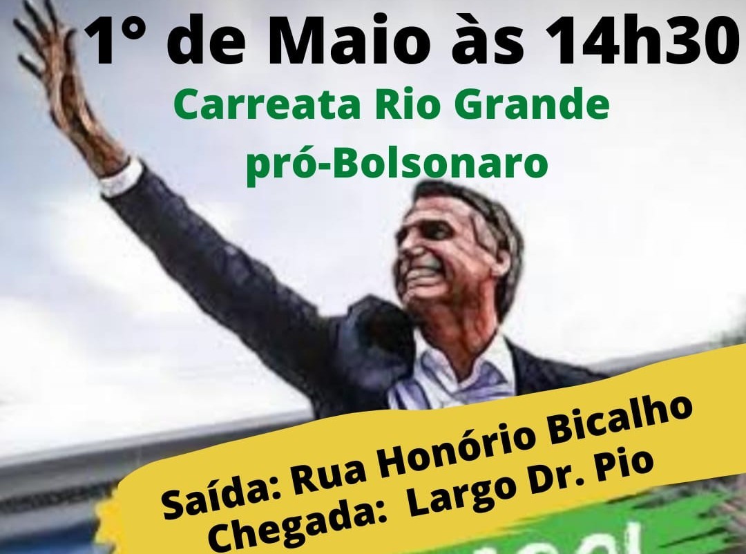 Manifestação em defesa do Brasil e em apoio ao Presidente Bolsonaro ocorre no sábado (1) em Rio Grande